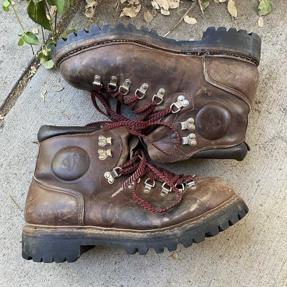 Vintage Vasque Hiking Boots Brown Leather Made in USA Size 10 Mountaineer